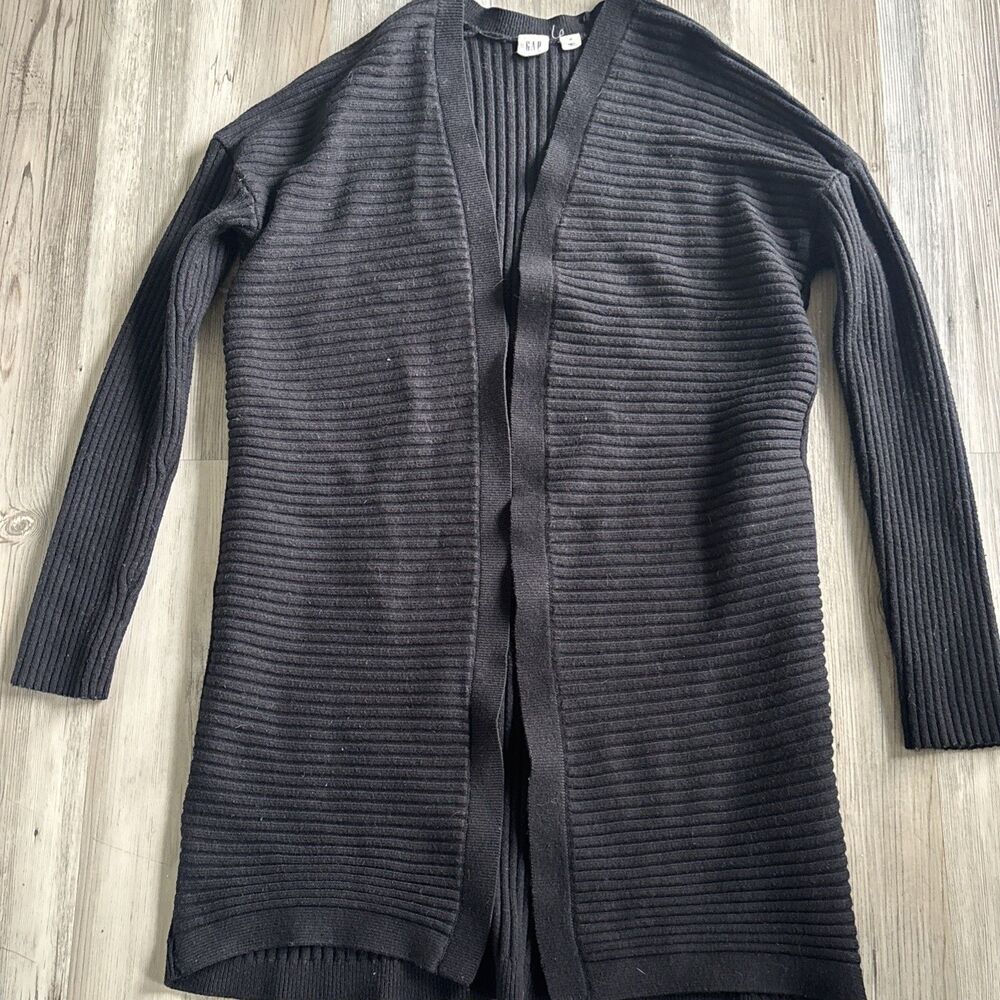 GAP Extra Fine Merino Wool Cardigan Ribbed Sweater Long Quiet Luxury Medium